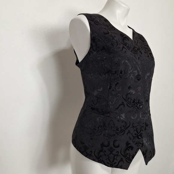 Grace Karin NEW Black Jacquard Steampunk Preppy Victorian Vest Size L - Picture 5 of 14